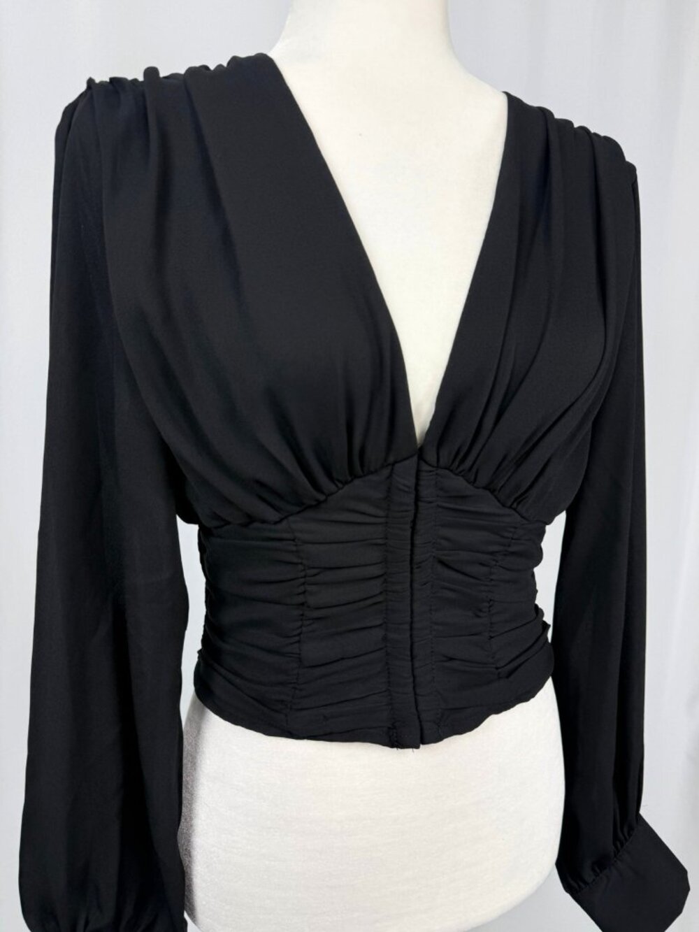 Fashion Nova Ahead of Your Dreams Black Chiffon Corset Blouse Gothic NWT M